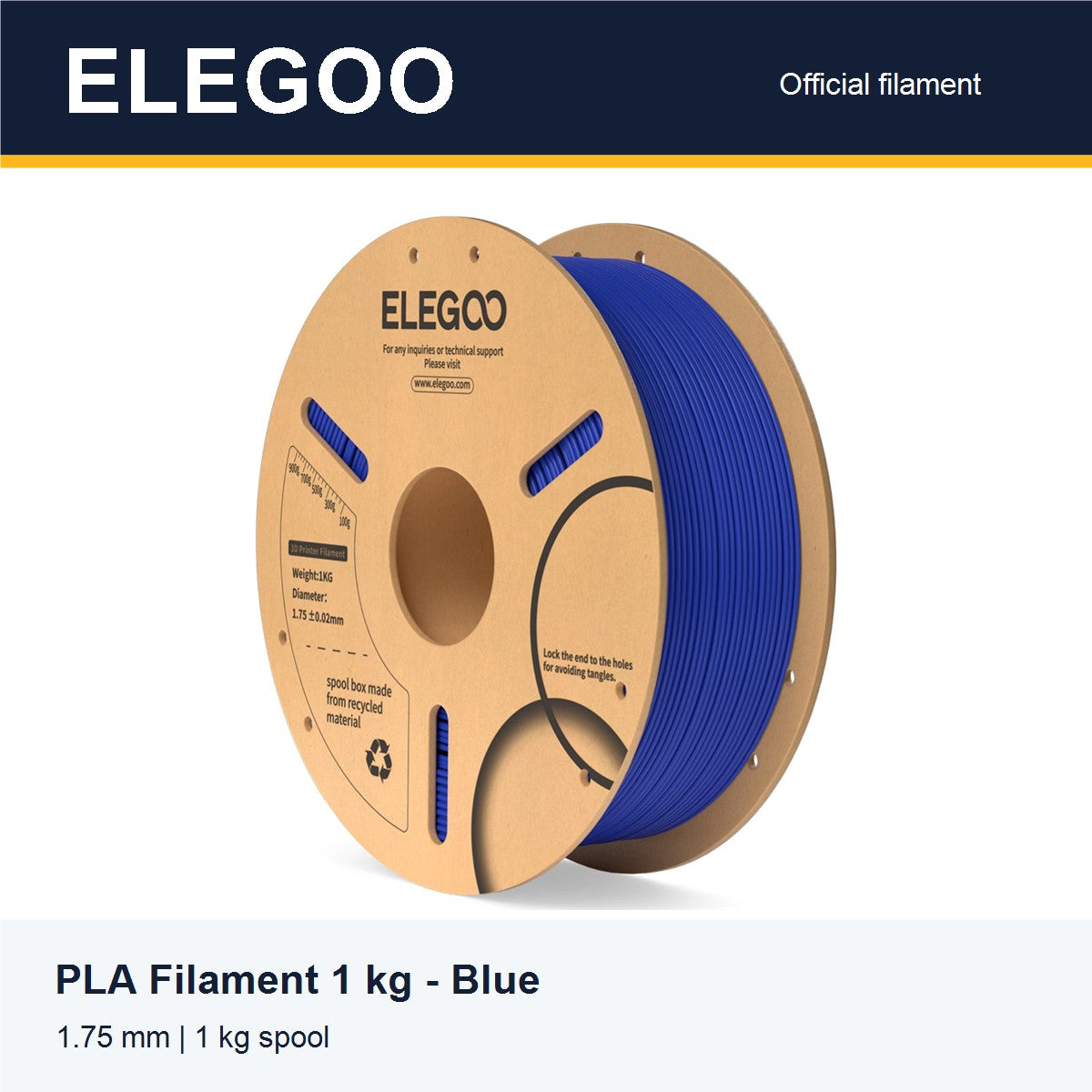 ELEGOO PLA Filament 1 kg - Blue [ELEGOO branded card]