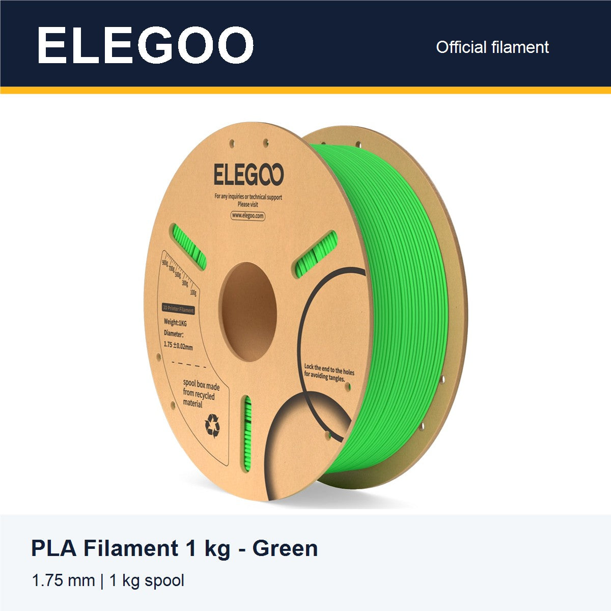 ELEGOO PLA Filament 1 kg - Green [ELEGOO branded card]
