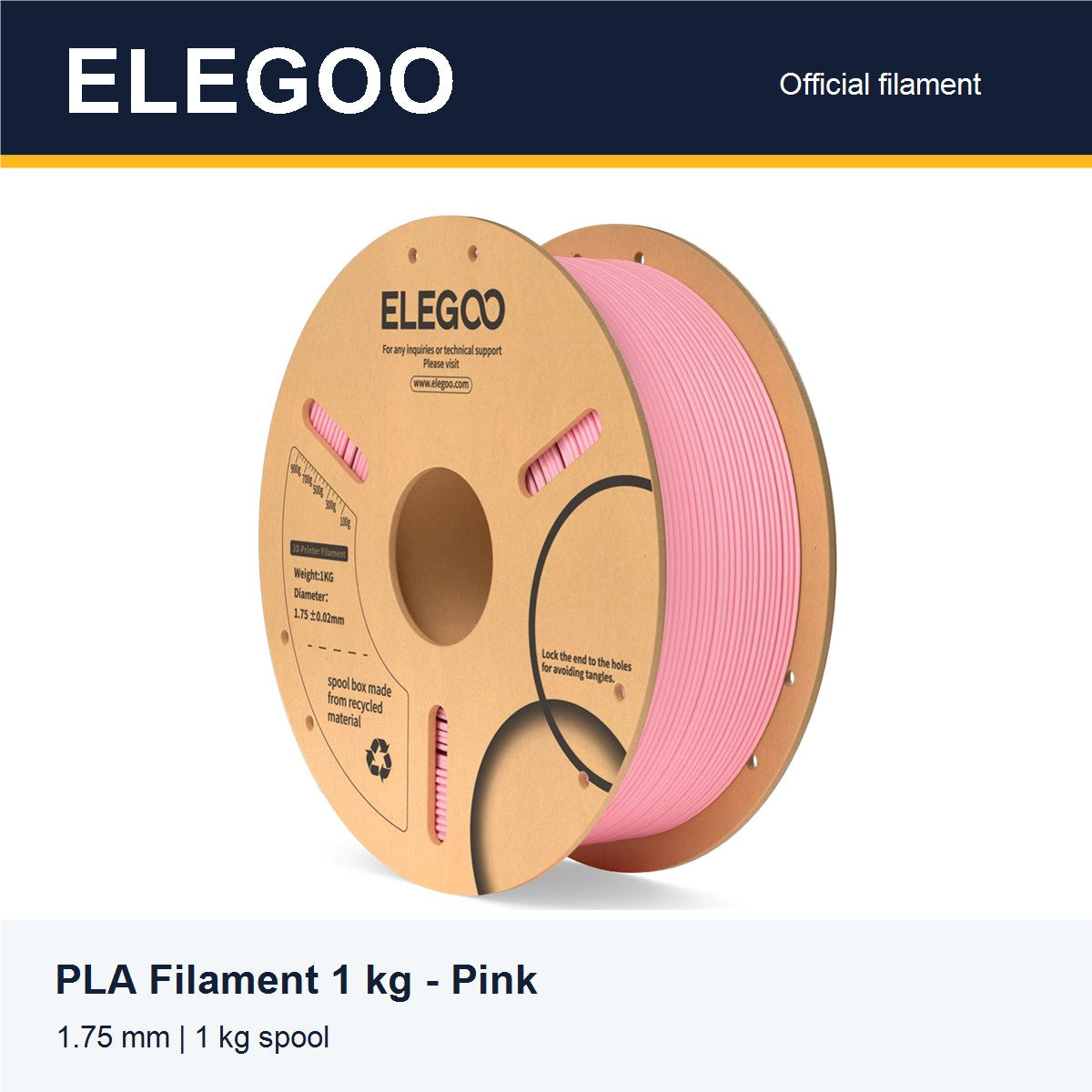 ELEGOO PLA Filament 1 kg - Pink [ELEGOO branded card]