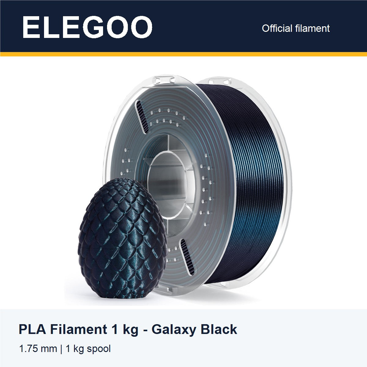 ELEGOO PLA Filament 1 kg - Galaxy Black [ELEGOO branded card]