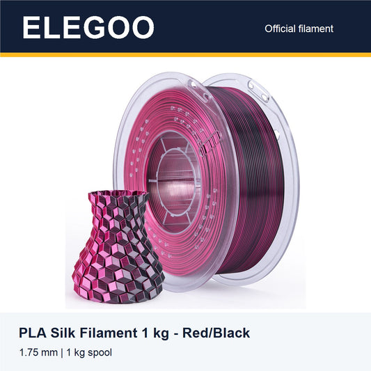 ELEGOO PLA Silk Filament 1 kg - Red/Black [ELEGOO branded card]