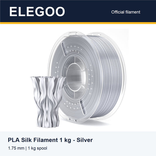 ELEGOO PLA Silk Filament 1 kg - Silver [ELEGOO branded card]