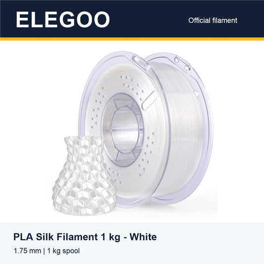 ELEGOO PLA Silk Filament 1 kg - White [ELEGOO branded card]