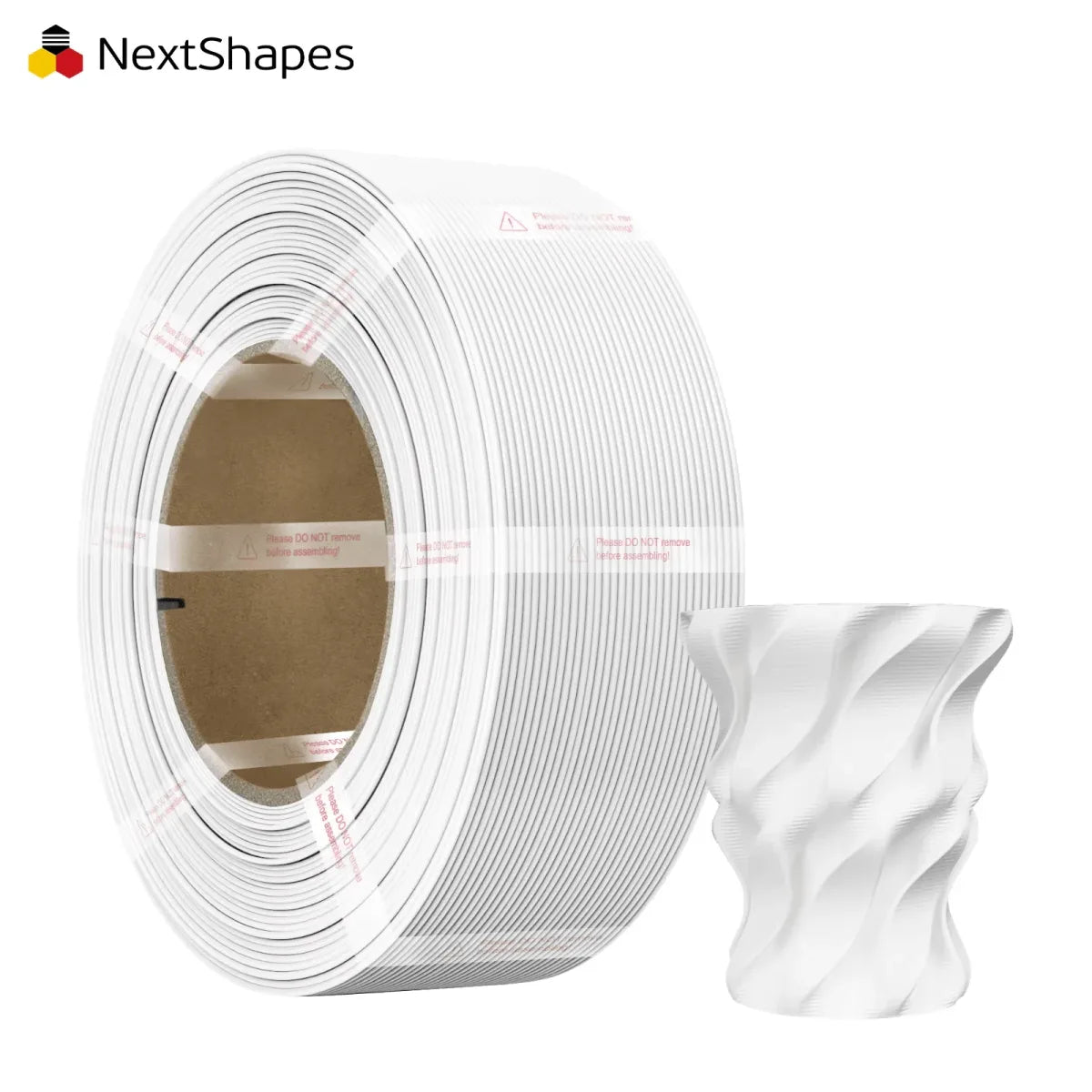 NextShapes PETG refill filament – White, 1 kg spoolless coil