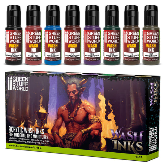 Green Stuff World Wash Ink Paint Set with eight colors